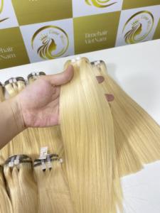 Vietnamien Bonestraight Machine Genius Trame Extensions de Cheveux Humains Cuticule Aligné Non Transformé Cheveux Brésiliens perruques Blonde couleur - Product Image 4