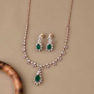 Conjunto de Collar y Pendientes de Plata de Ley con Circonitas Multiformas Hechas a Mano, Bañados en Rodio, Joyería Nupcial para Regalo de Compromiso o Boda - Product Image 4