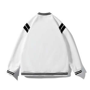 แจ็กเก็ตเบสบอลแบบปักโลโก้ตามสั่งเสื้อแจ็กเก็ตกีฬาทรงหลวมสำหรับผู้ชายเสื้อแจ็คเก็ตบอมเบอร์เสื้อแจ็คเก็ตแขนหนังสำหรับผู้ชายดีไซน์ที่มีคุณภาพ - Product Image 6