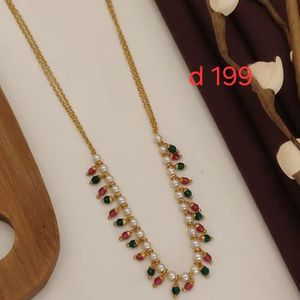 Conjunto de Joyería de Latón Chapado en Oro de Alta Calidad con Piedra Natural para Aniversario de Mujer - Collar de Moda Simple y Hermoso - Product Image 1