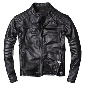 Meilleure vente de veste Letterman en cuir véritable noir enduit sur mesure avec col montant et logo avant pour le service OEM pour hommes - Product Image 5