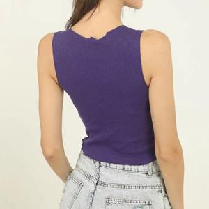 Ropa deportiva personalizada de alta calidad para mujer, Top corto transpirable de manga corta en punto para gimnasio, Yoga, camiseta sin mangas, posición frontal del logotipo OEM - Product Image 4