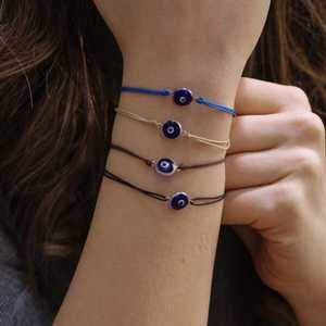 สร้อยข้อมือเงินแท้ 925 ประดับด้วยแก้วรูปตาและเชือกสีดำ เหมาะสำหรับเป็นของขวัญในโอกาสต่างๆ - Product Image 4