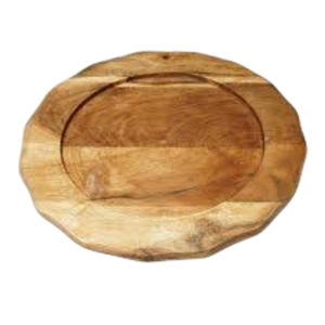 Plato de madera de mango con borde festoneado, estilo rústico, para decoración del hogar y eventos. - Product Image 2