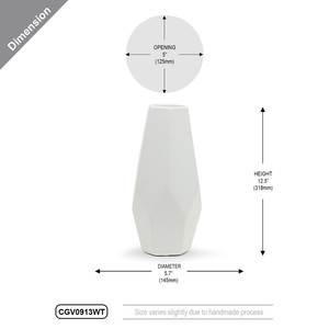 CGV0913WT - Grand vase géométrique blanc - 5,7 L x 12,5 H - Product Image 3