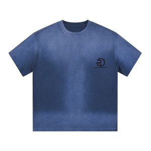 เสื้อยืดผู้ชายผ้าคอตตอนขนาดใหญ่ทรงฮิปฮอปผ้าคอตตอนโอเวอร์ไซส์ลายปักโลโก้ - Product Image 4