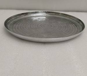 Dernier plateau de service pour la maison hôtel et restaurants vaisselle cuisine et table couleur argent forme ronde plateau de service en aluminium - Product Image 4