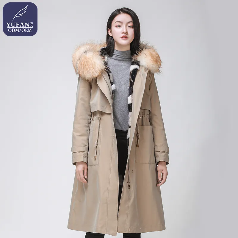 Yufan Professionele Custom 2023 Winter Dames Lange Down Parka Jas Temperament Donsjack Dons Parka