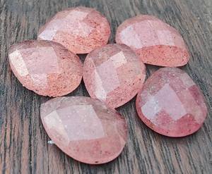 Mayorista Lavira Natural Rosa Fresa Cuarzo Piedras preciosas sueltas Calidad A ++ Alta Forma de pera Cabujón Parte posterior plana Tamaños calibrados - Product Image 1