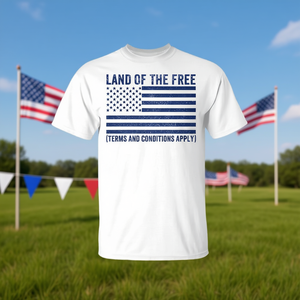 T-shirt con bandiera americana: la terra dei diritti e dei condizioni liberi - Product Image 3
