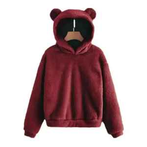 Sudadera con Capucha de Felpa Sherpa Personalizada con Orejas de Oso para Hombre, Sudadera Unisex con Capucha de Oso de Peluche Gruesa para Hombre - Product Image 3