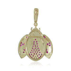 Pendentif Coccinelle en Or Jaune 14 carats avec Diamants et Rubis Véritables, Bijoux Fins en Gros - Product Image 6