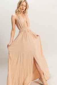 Vestido largo Maxi con espalda descubierta y cuello en V elegante para mujer, vestido Floral 100% de tela de rayón para mujer - Product Image 4