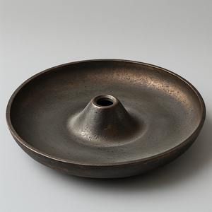 Ensemble de brûleur d'encens en laiton fait à la main rustique bouton Texture Vintage finition artistique indienne traditionnelle Design aromatique - Product Image 2