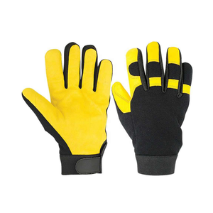 Guantes de mecánico de protección amarillos y negros Guantes de cuero con agarre de trabajo de seguridad antifuego antideslizantes de alta resistencia - Product Image 5