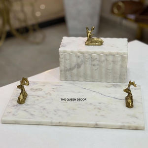 ถาดอลูมิเนียมสำหรับตกแต่งบ้านทำจากหินอ่อนสุดสร้างสรรค์ที่จับทรงสี่เหลี่ยมผืนผ้าทำจากวัสดุหินอ่อนที่สร้างสรรค์ - Product Image 1