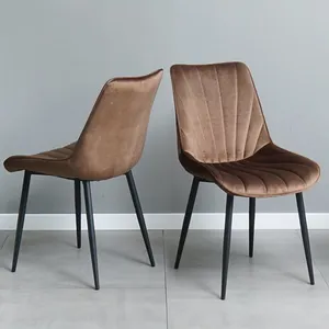 Nordic design modern luxury home furniture restaurant kitchen fabric dining room chairs velvet dining chairs with metal legs