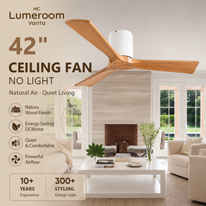 Ventilateur de plafond 42 pouces sans lumière, encastré, en bois massif, silencieux, moteur DC réversible avec télécommande pour salon - En stock aux États-Unis - Product Image 1