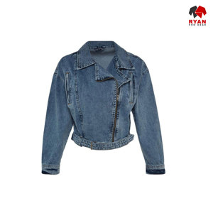 แจ็คเก็ตยีนส์ดีไซน์เฉพาะของ Ryan Pro Gear สำหรับผู้หญิง ปิดด้วยซิป ผ้าระบายอากาศ พร้อมโลโก้แบบกำหนดเอง - Product Image 1
