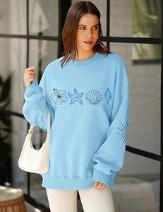 Sweat-shirt oversize pour femme, col rond, manches longues, décontracté, en polaire, avec motif graphique, pull à capuche - Product Image 3
