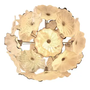 Lustre en verre de Murano fait main, <span class=keywords><strong>d</strong></span>écoration artistique de luxe, boule de verre, fleur, <span class=keywords><strong>luminaire</strong></span> suspendu LED G4 <span class=keywords><strong>pour</strong></span> hôtel, <span class=keywords><strong>entrée</strong></span> de maison, <span class=keywords><strong>hall</strong></span> - Product Image 2