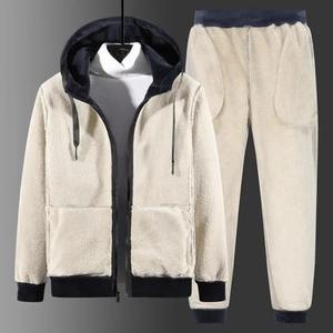 Conjunto Deportivo de Hombre 100% Algodón, Estampado, Felpa Gruesa, con Capucha, Chaqueta Informal Transpirable + Pantalón, Sudadera Cálida de Invierno con Forro de Peluche 2 en 1 - Product Image 6