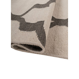 Tapis en laine tissé plat Indusbar Dwrm-168 gris et noir à rayures patchwork, tapis rectangulaire pour la maison, salon - Product Image 2