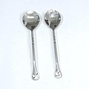 Stainless Steel Metal Decorative Salad Serving <b>Set</b> Hand Polished Silver Beaded Design Handle <b>Kitchen</b> Serving <b>Set</b> - Product Image 3