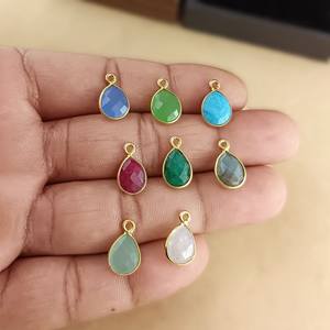 Colgante en forma de pera de GEMA de Calcedonia rosa, amuletos de bisel de piedras preciosas para fabricación de joyas - Product Image 3