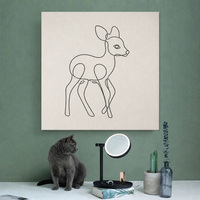 Tableau sur toile encadré, art minimaliste à ligne unique, cerf fauve, décoration murale 12, 16, 20, 24 pouces, personnalisable pour la maison