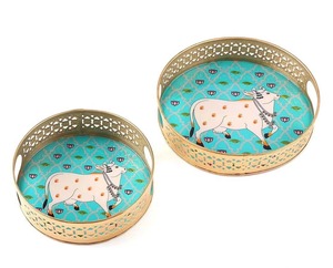 ถาดโลหะพิมพ์เคลือบพร้อมโถตกแต่งบ้านของขวัญแต่งงานของชำร่วยของชำร่วยของชำร่วยคืนของขวัญดิวาลี - Product Image 1