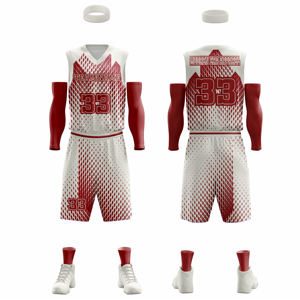 Nouvel arrivage Ensemble maillot et short d'entraînement de basket-ball réversible pour enfants Uniforme jeunesse avec techniques imprimées et strass - Product Image 3