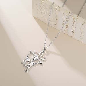 925 Sterling Silver Cute Animal Lamb Pendant Hollow Out Lamb <b>Cross</b> 14k <b>Gold</b> Plated Jewelry Gifts for Women Men - Product Image 2