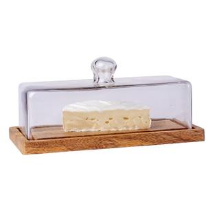 High Demand Wooden Rectangular Cake Stand With <b>Glass</b> <b>Dome</b> for Weddings Parties and Home Decor Perfect for Rustic Dessert <b>Display</b> - Product Image 1