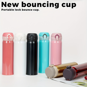 CL 500ml Stainless Steel Vacuum <b>Flask</b> Pop Up Lid Bounce Thermos <b>Bottle</b> for Travel Outdoor Car Fitness - Product Image 2