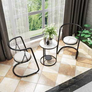 Indoor Outdoor Metal Home Furniture Swinging <b>Chair</b> and Coffee Table Set for Balcony Garden Living Room Decoration - Product Image 1