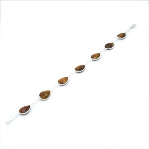 925 <b>Sterling</b> <b>Silver</b> 9\" Inch Natural Tiger's Eye Gemstone Pear Faceted Handmade Minimalist Design Fashion <b>Beaded</b> <b>Bracelet</b> - Product Image 4