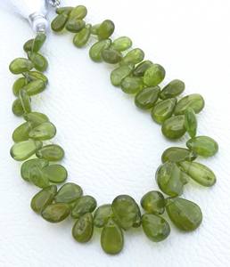 Cuentas de pera de vessonita natural 8-12mm 7,5 "hebra verde Vesuvianite cuentas lisas para joyería 100" CTs - Product Image 5