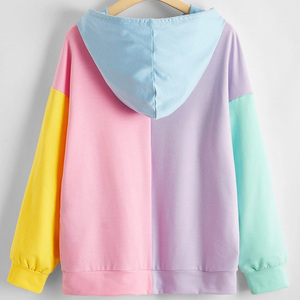 เสื้อฮู้ดแบบสวมหัวสำหรับผู้หญิงเสื้อมีฮู้ดสีบล็อกหยดน้ำสำหรับผู้หญิงเสื้อมีฮู้ดสีทึบ - Product Image 2