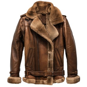 Chaqueta de Cuero Genuino con Capucha y Cremallera para Hombre, Talla Grande, Diseño de Piel de Oveja, Impermeable, Cortavientos y Cálida, en Oferta - Product Image 6