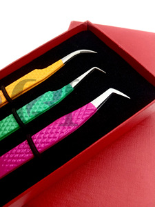 Pince à épiler en acier inoxydable courbé avec revêtement en poudre de couleur différente à 90 degrés Outils de beauté avec logo personnalisé - Product Image 4