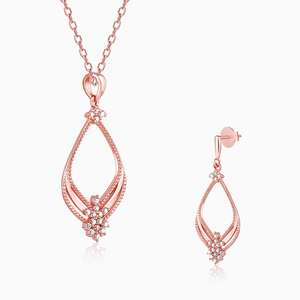 Ensemble de mode princesse en argent 925 or rose et boucles d'oreilles pendantes élégantes - Product Image 3