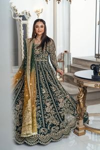 NUEVO-BOTELLA-VERDE-VESTIDO LARGO DE NOVIA ANARKALI,LEHENGA & DUPATTA CON CUENTAS DE CRISTAL EMBELLEZADO, TRABAJO DABKA PARA BODA = 2024 - Product Image 2