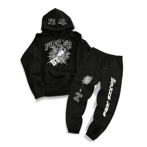 Survêtement personnalisé gris pour hommes Ensemble 2 pièces Sweats à capuche et pantalons de survêtement Ensembles imprimés à la mode Jogging Workout Survêtements athlétiques - Product Image 1