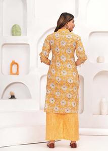 ชุด Kurti และกางเกงผ้าฝ้ายแท้สำหรับผู้หญิงหรูหราสง่างามเสื้อผ้าสไตล์วินเทจเนื้อนุ่มระบายอากาศได้ดีชุด Kurta สำหรับสำนักงานเทศกาลลำลอง - Product Image 2