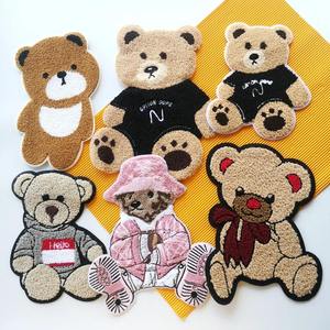 แผ่นผ้าปักลายกำมะหยี่สำหรับเสื้อผ้าการ์ตูนตุ๊กตาหมีตัวใหญ่แผ่นเย็บสีน้ำตาลสำหรับเสื้อผ้างานประดิษฐ์ทำด้วยตัวเอง - Product Image 1