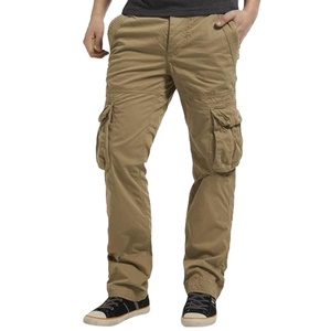 Pantalones cargo exclusivos caqui para hombre, venta al por mayor, 100 algodón, informal, liso, OEM, bolsillos, calidad orientada a la exportación, logotipo personalizado - Product Image 1