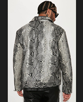Flambant neuf hommes gothique gris exotique Python serpent Texture véritable veste en cuir d'agneau entièrement personnalisé