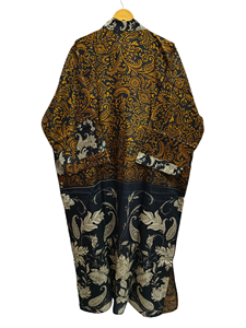 Bridal Robe Light Weight Silk Robe For <b>Woman</b> Night Wear Long Robe, Floral Print Indian Vintage Recycled Silk Sari <b>Kimono</b>, - Product Image 5