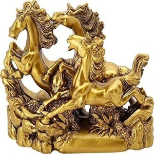 Estándar dorado tres caballos corriendo Showpiece Polyresin Feng Shui decoración del hogar - Product Image 4